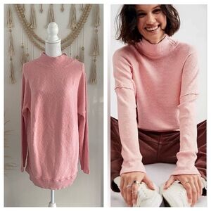 Free People Casey knit tunic Heart Haze pink long line top we the free sweater M
